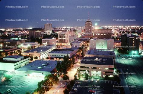 Fresno Skyline At Night Buildings March 1986 City Photo