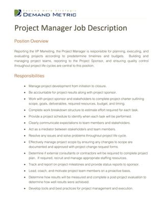 project manager job description
