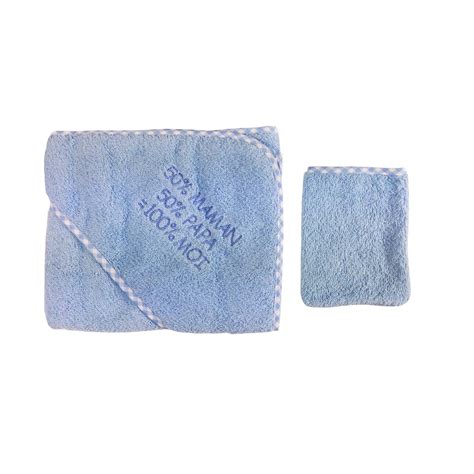 Parure de bain pour bébé bleu Maman Papa Moi Le bain Parure de bain