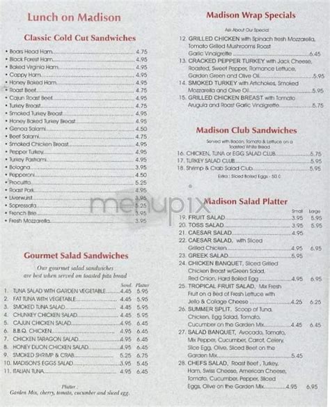 Menu Of Deli On Madison In New York Ny 10017