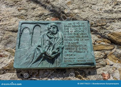 Vernazza Cinque Terre Italy June The Stone Inscription Of