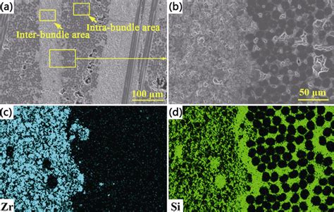 Microstructures Of D C F Zrb Sic Composites A B And The Eds