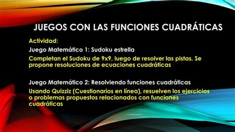 Sesion Sudoku Y Quizziz De Ecuaciones Y Funciones Cuadr Ticas Ppt