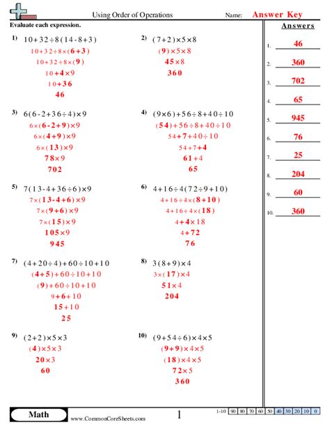 Order Of Operations Worksheets Worksheets Library