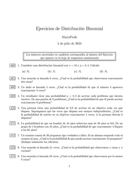 Ejercicios Resueltos De Distribuci N Binomial Marioprofe