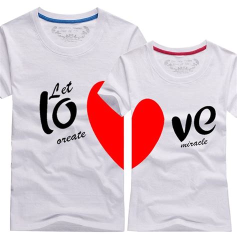 Couples Men And Women Heart Love T Shirts Printing100 Cotton Couple Lovers T Shirt Tshirts T