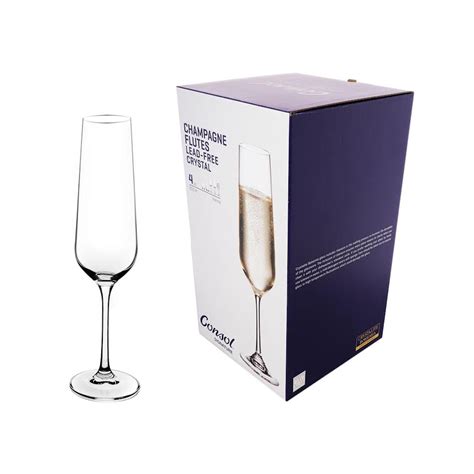 Consol 4 Piece 200ml Signature Vienna Stem Champagne Flute Glass Set C The Culinarium