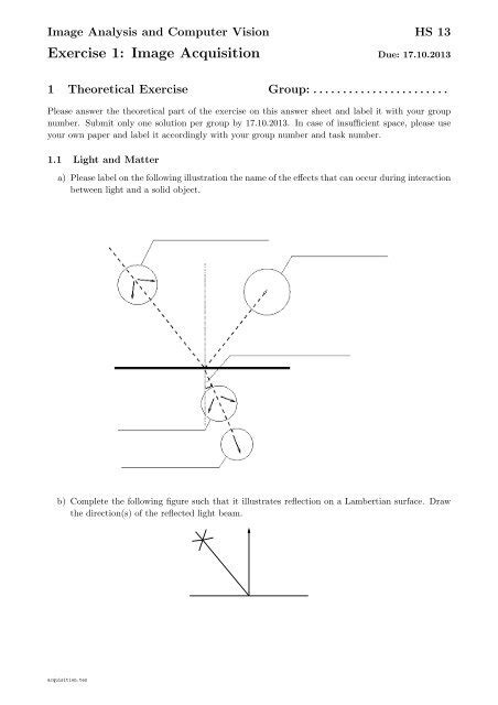 Exercise 1 Image Acquisition Computer Vision Lab
