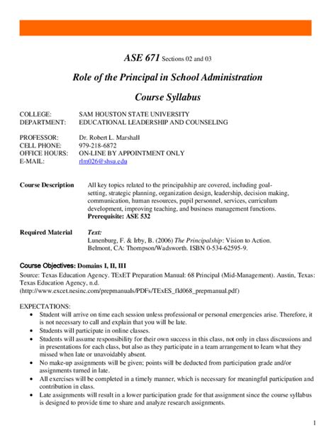 Fillable Online Role of the Principal in School Administration Course ... 