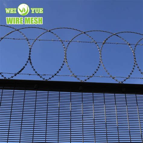 2023 Anping Weiyue Factory 358 Security Galvanized Steel Fence Waterproof With Razor Wire Top