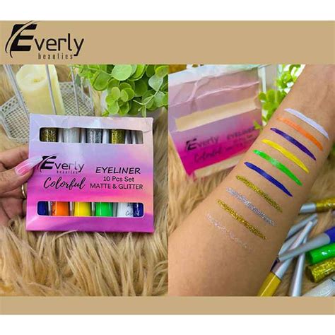 Everly Beauties Colourful Matte Glitter Eyeliner 10pcs