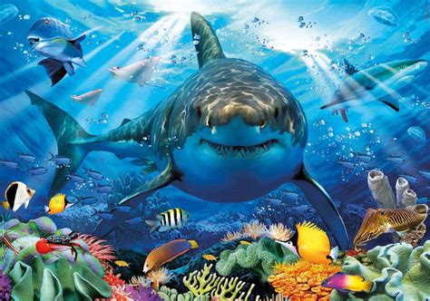 Educa Puzzle Grand Requin Blanc Pi Ces Raies Manta