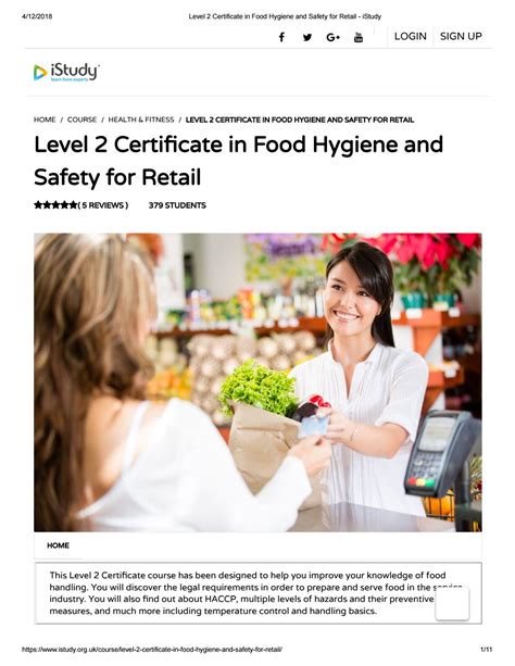 Level 2 certificate in food hygiene and safety for retail istudy by ...