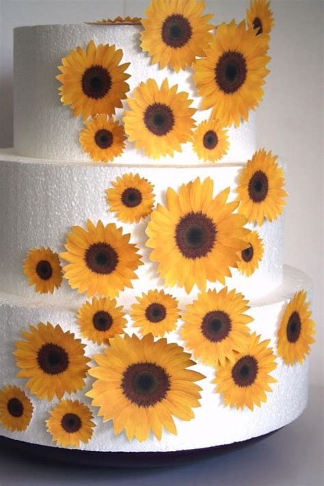 Edible Flower Cake Decorations Yellow Edible Sunflowers Set Of 24 Diy Cake Decor Yellow