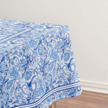 Gorgeous Blue White Floral Paisley Pattern Tablecloth Zazzle