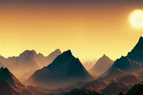 Premium Ai Image A Stunning Mountain Range During Sunset With The