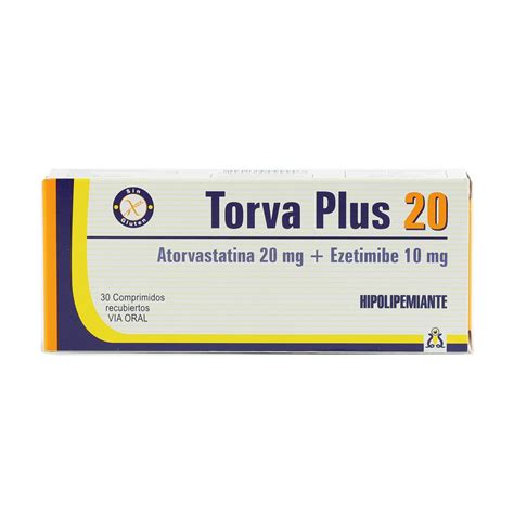 Torva Plus 20 Atorvastatina 20 Mg Ezetimibe 10 Mg Caja De 30 Comprimidos