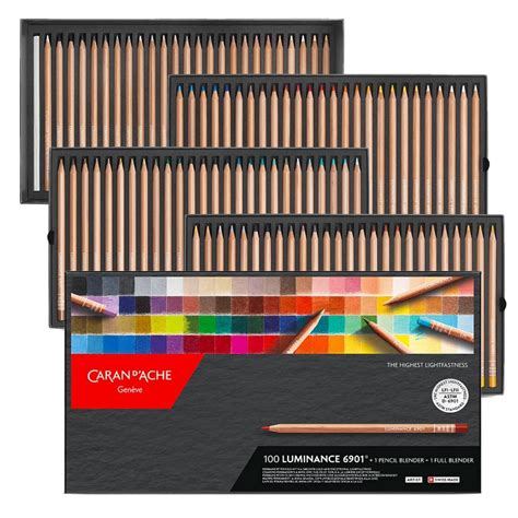 Caran d'Ache Luminance 6901 Colored Pencils, Set of 100 + Blender ...