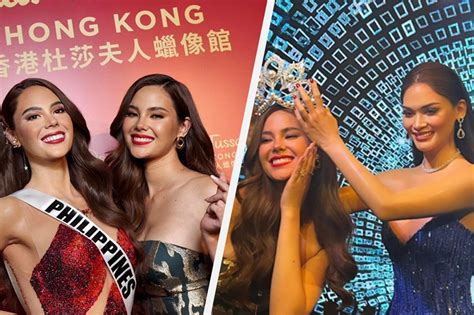 Catriona Gray Poses With Pia Wurtzbachs Wax Figure Abs Cbn News