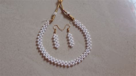 How To Make Pearl Beaded Necklace Diy Jewellery Making At Home