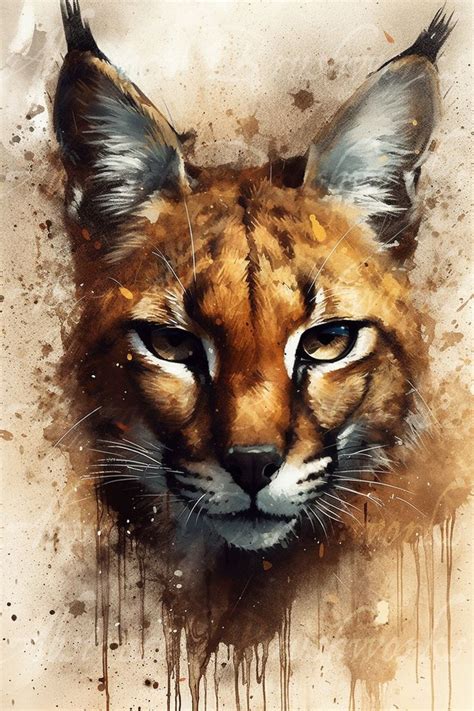 Printable Caracal Cat Painting Home Wall Decor Wall Art Painting Animal ...