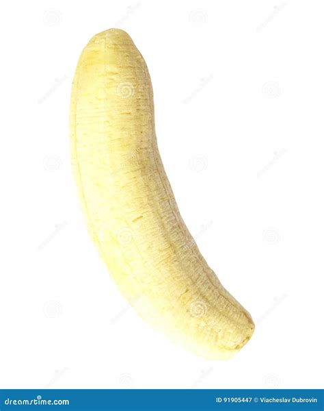 Peeled Banana Closeup Photo On White Background Naked Banana Isolated