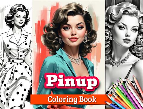 Vintage Pinup Model Coloring Book Graphic By Javier Ullo · Creative Fabrica