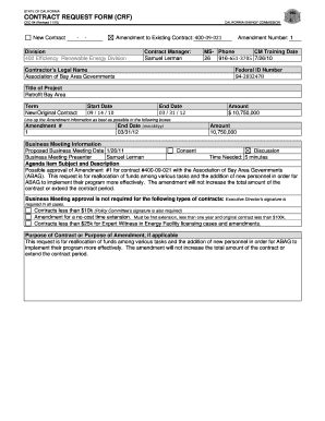 Fillable Online Energy Ca Contract Request Form California Energy