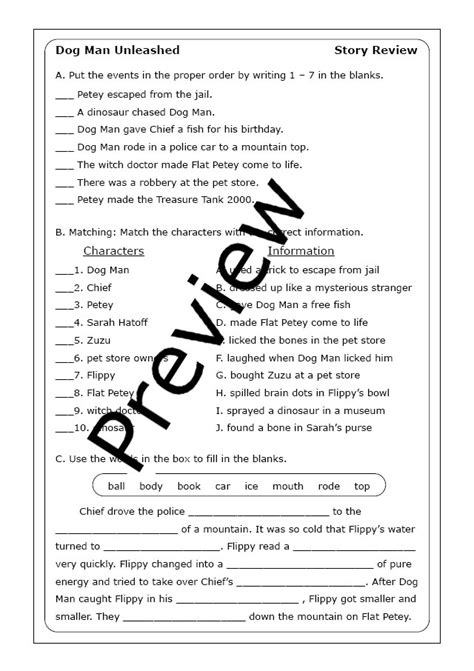 Dog Man Unleashed (Book #2) worksheets | Made By Teachers