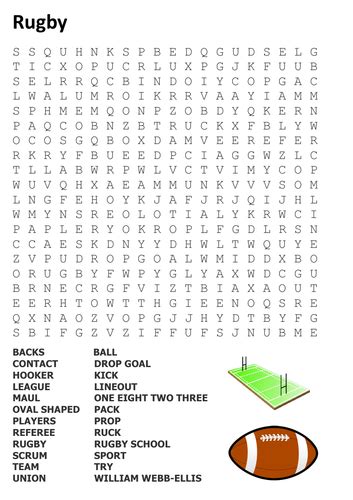 Rugby Word Search By Sfy773 Teaching Resources Tes