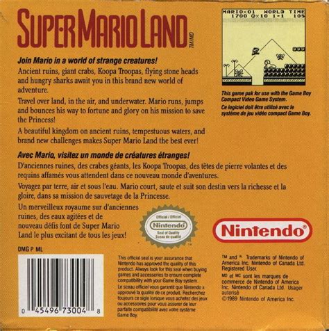 Super Mario Land cover or packaging material - MobyGames