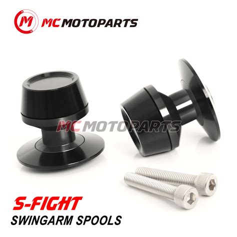 Black S Fight CNC Swingarm Spools 6mm For Aprilia Shiver 750 07 17 16