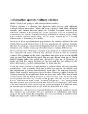 Informative Speech Engelska 7 Docx Informative Speech Culture