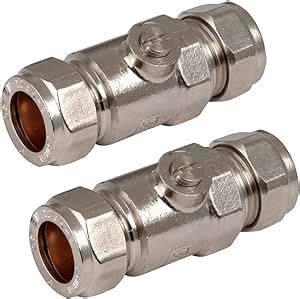 Full Bore 15mm Isolation Valves Pack Of 2 Chrome Plated Full Flow