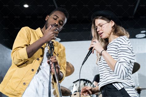 Modern Young People Singing Stock Photos Motion Array