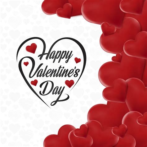 Feliz día de san valentín tarjeta con corazones Vector Gratis