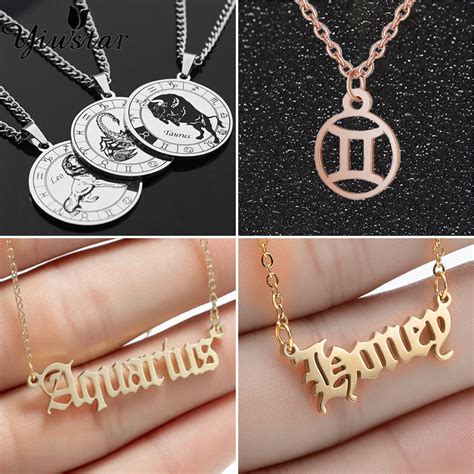 1pc Horoscope Zodiac Star Sign Necklaces Stainless Steel Constellation