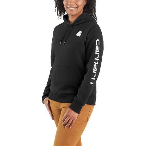 Womens Relaxed Fit Midweight Logo Sleeve Graphic Hoodie Reg Carhartt