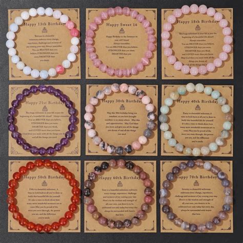 Pulsera De Tarjetas De Cumplea Os Para Hombres Y Mujeres Piedra Natural