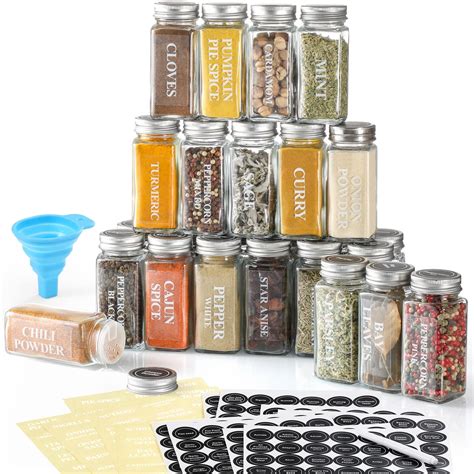 Buy Aozita 24 Pcs Glass Spice Jarsbottles 6oz Empty Square Spice Containers With Spice Labels