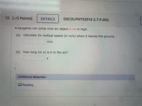 Solved 12 [ 12 Points Details Oscolphys2016 2 7 P 050 A