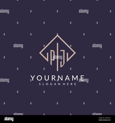 Pj Initial Monogram Logo With Rectangle Style Design Ideas Stock Vector