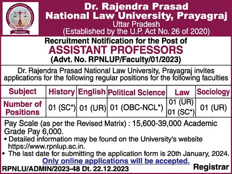 Times Ascent Ad Image For Dr Rajendra Prasad National Law University