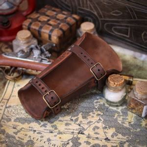 Steampunk Potion Leather Bracer Embossed Vambrace With 3 Bottle Potions