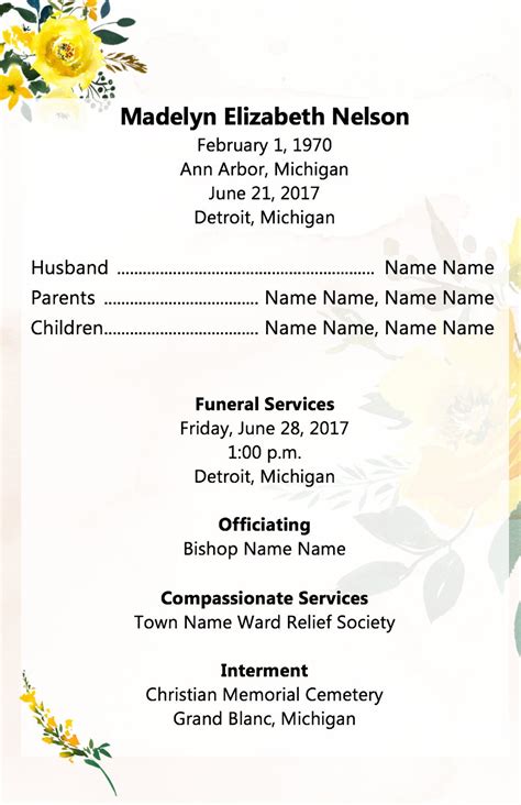 LDS Funeral Program Template Celebration of Life the Church of Jesus ...