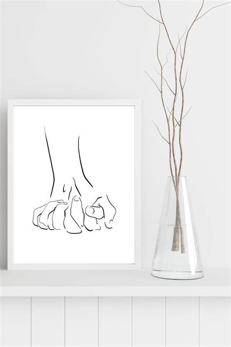 Holding Hands Art Female Line Art Nude Line Drawing Sensual Etsy