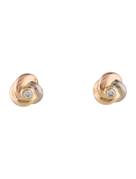 Cartier Diamond Double C De Cartier Earrings 18k Yellow Gold Stud