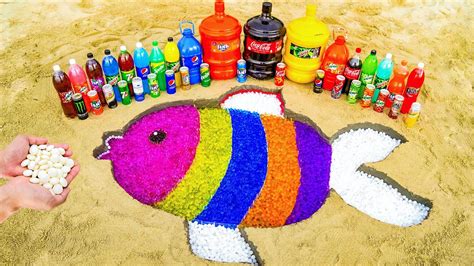 Experiment How To Make Rainbow Fish With Orbeez Giant Coca Cola Vs