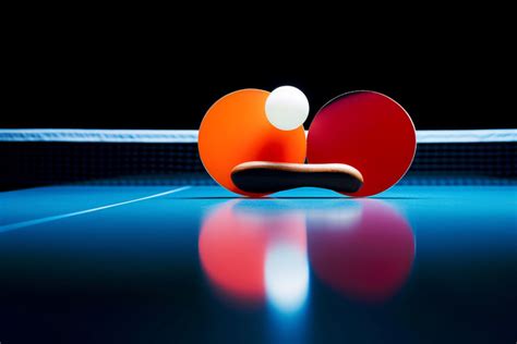 Ping Pong Rackets And Balls In Full View On The Screen Background High