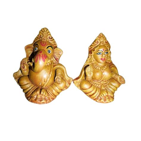 Golden 5inch Clay Laxmi Ganesh Statue At Rs 45 Pair In New Delhi Id 25383930697